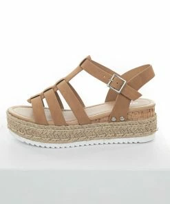 FORTUNE DYNAMIC Cognac Nubuck Espadrille Gladiator Sandals Shoes
