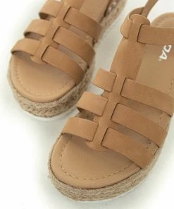 FORTUNE DYNAMIC Cognac Nubuck Espadrille Gladiator Sandals Shoes