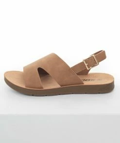 FORTUNE DYNAMIC Shoes Cognac Open Toe Split Strap Sling Back Sandals