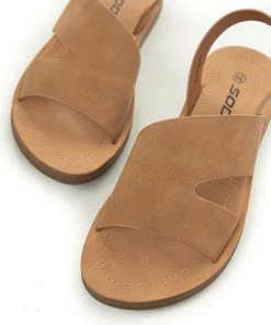 FORTUNE DYNAMIC Shoes Cognac Open Toe Split Strap Sling Back Sandals