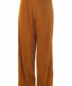 Ces Femme Copper Elastic Waist Wide Leg Ribbed Pants