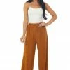 Ces Femme Copper Elastic Waist Wide Leg Ribbed Pants