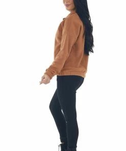 Shewin Copper Half Zipper Pullover Fleece Sweatshirt Tops 23 Shewin Copper Half Zipper Pullover Fleece Sweatshirt Tops