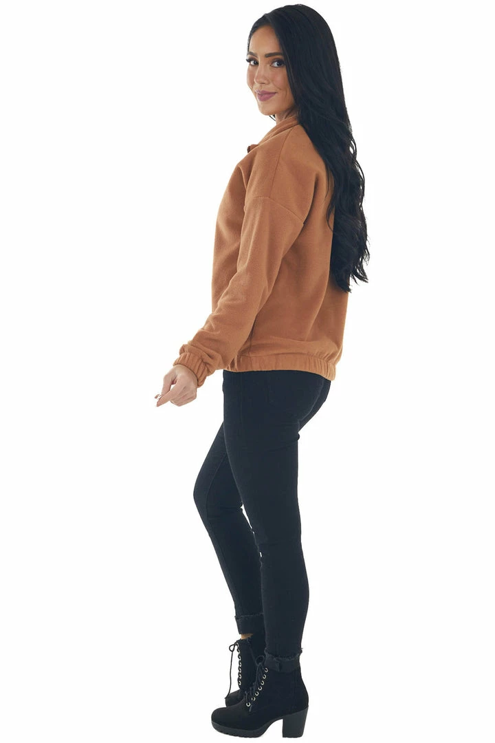 Shewin Copper Half Zipper Pullover Fleece Sweatshirt Tops 8 Shewin Copper Half Zipper Pullover Fleece Sweatshirt Tops