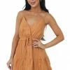 Very J Copper Surplice Tiered Drawstring Cami Dress Dresses