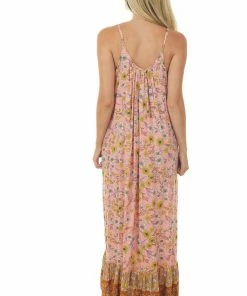 Kori America Coral Floral Print Sleeveless Maxi Dress Dresses 16 Kori America Coral Floral Print Sleeveless Maxi Dress Dresses