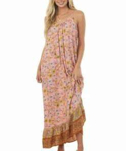 Kori America Coral Floral Print Sleeveless Maxi Dress Dresses 12 Kori America Coral Floral Print Sleeveless Maxi Dress Dresses