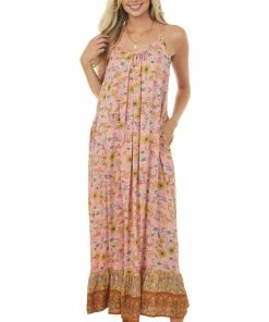 Kori America Coral Floral Print Sleeveless Maxi Dress Dresses 14 Kori America Coral Floral Print Sleeveless Maxi Dress Dresses