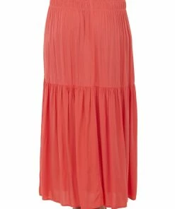 Ninexis Coral Smocked Waist Tiered Woven Maxi Skirt Bottoms 9 Ninexis Coral Smocked Waist Tiered Woven Maxi Skirt Bottoms