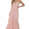 IN LOOM Dresses Coral Striped Sleeveless Surplice Maxi Dress