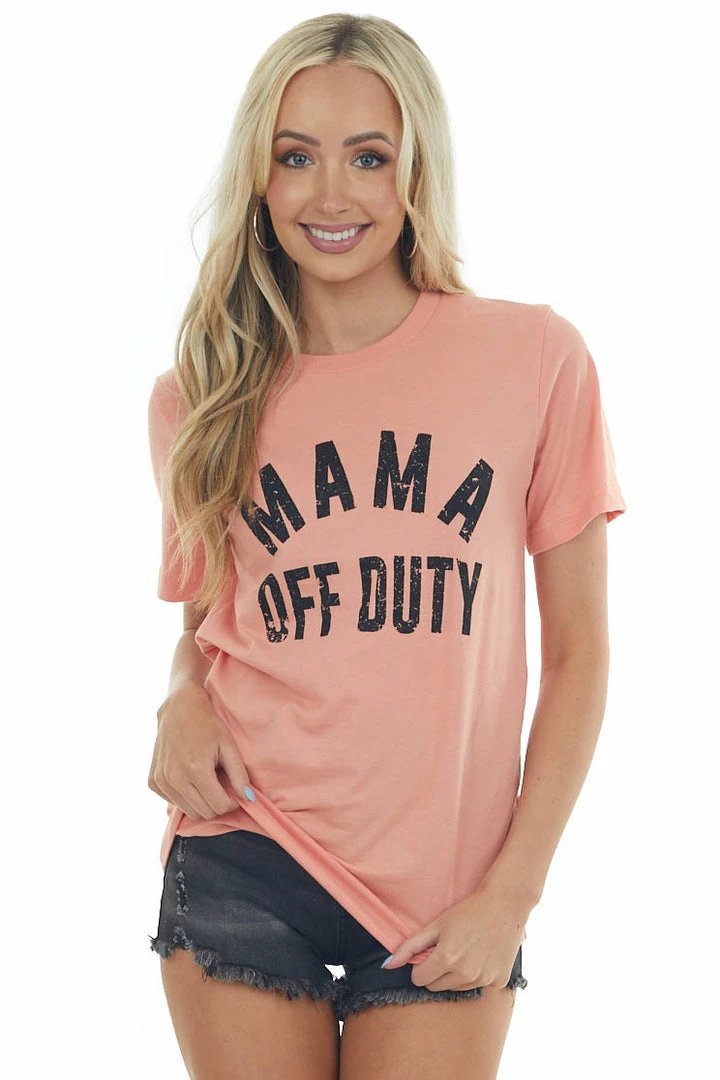 Blume+Co Coral Vintage 'Mama Off Duty' Graphic Tee