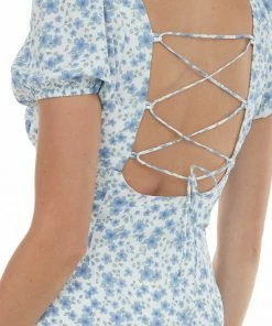 Lush Clothing Cornflower Floral Print Strappy Back Short Dress Dresses