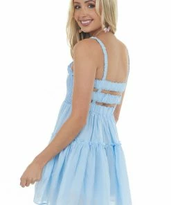 HYFVE Cornflower Smocked Sleeveless Tiered Mini Dress Dresses 11 HYFVE Cornflower Smocked Sleeveless Tiered Mini Dress Dresses