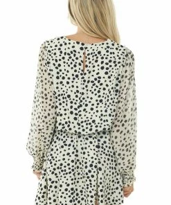 Umgee Dresses Cream Cheetah Print Drop Waist Blouson Dress