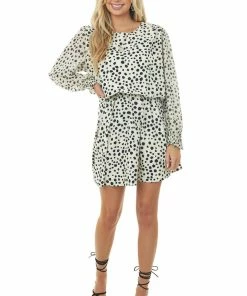 Umgee Dresses Cream Cheetah Print Drop Waist Blouson Dress