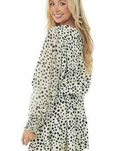 Umgee Dresses Cream Cheetah Print Drop Waist Blouson Dress