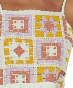 Hayden Cream Crochet Lace Front Sleeveless Woven Top