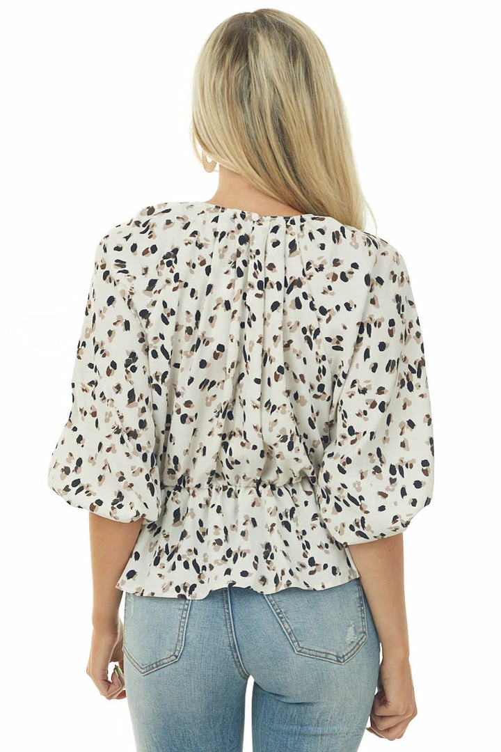 Gilli Cream Patterned Dolman Sleeve Blouse With Elastic Waist Tops 7 Gilli Cream Patterned Dolman Sleeve Blouse With Elastic Waist Tops