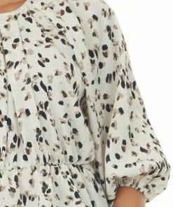 Gilli Cream Patterned Dolman Sleeve Blouse With Elastic Waist Tops 14 Gilli Cream Patterned Dolman Sleeve Blouse With Elastic Waist Tops