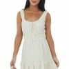 Lush Clothing Cream Smocked Waist Textured Mini Tank Dress Dresses