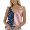 BiBi Cream Stars And Stripes Tank Top With Tie Straps