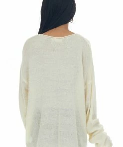 Listicle Cream 'Salty Yet Sweet' Lightweight Knit Sweater