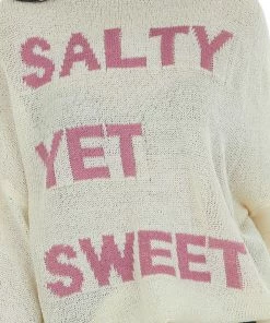 Listicle Cream 'Salty Yet Sweet' Lightweight Knit Sweater