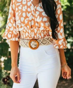Dani & Em Cream Boho Rope Woven Wood Buckle Belt