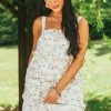 AND THE WHY Cream Floral Sleeveless Tiered Ruffle Dress Dresses