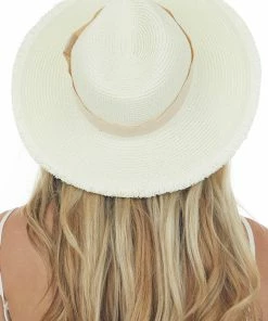 Aili's Corner Cream Frayed Edge Ribbon Panama Straw Hat Accessories 9 Aili's Corner Cream Frayed Edge Ribbon Panama Straw Hat Accessories