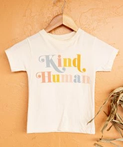 Blume+Co Cream 'Kind Human' Kids Graphic Tee Shirt Tops