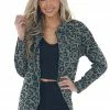 Shewin Dark Juniper Leopard Print Zip Up Cargo Jacket 1 Shewin Dark Juniper Leopard Print Zip Up Cargo Jacket