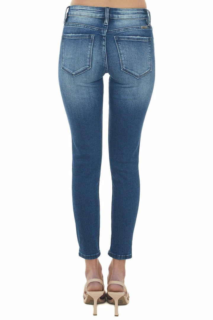 KanCan Dark Mid Rise Distressed Ankle Skinny Jeans Bottoms 5 KanCan Dark Mid Rise Distressed Ankle Skinny Jeans Bottoms