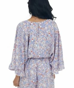 Heyson Dresses Dark Periwinkle Floral Print Surplice Romper
