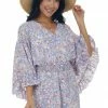Heyson Dresses Dark Periwinkle Floral Print Surplice Romper 2 Heyson Dresses Dark Periwinkle Floral Print Surplice Romper