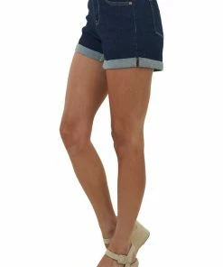 Judy Blue Bottoms Dark Stone Wash High Rise Cuffed Denim Shorts