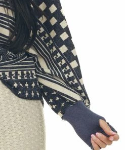 143 Story Tops Dark Stormy Grey Printed Top With Thumbholes