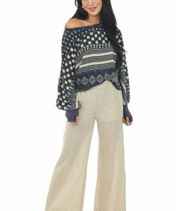 143 Story Tops Dark Stormy Grey Printed Top With Thumbholes