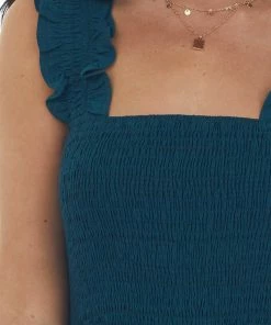 Lime Lush Dark Teal Smocked Ruffle Strap Tiered Dress 13 Lime Lush Dark Teal Smocked Ruffle Strap Tiered Dress