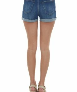 Special A Dark Wash Cuffed High Rise Denim Shorts 8 Special A Dark Wash Cuffed High Rise Denim Shorts