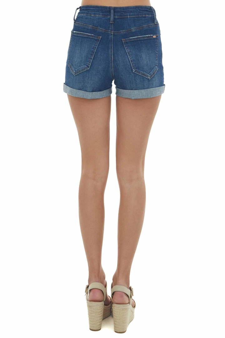Special A Dark Wash Cuffed High Rise Denim Shorts 5 Special A Dark Wash Cuffed High Rise Denim Shorts