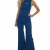 Flying Tomato Dresses Dark Wash Front Cut Out Flare Leg Jumpsuit