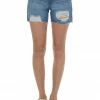 4 What Its Worth Dark Wash High Rise Boyfriend Fit Denim Shorts Bottoms