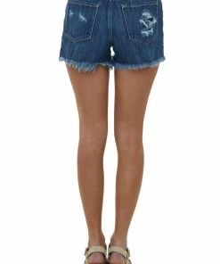 KanCan Dark Wash High Rise Button Up Denim Shorts Bottoms