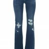 KanCan Dark Wash High Rise Flare Distressed Jeans Bottoms