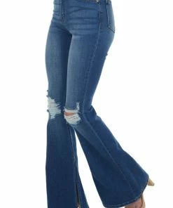 Cello Jeans Dark Wash High Rise Flare Jeans With Side Slits 11 Cello Jeans Dark Wash High Rise Flare Jeans With Side Slits