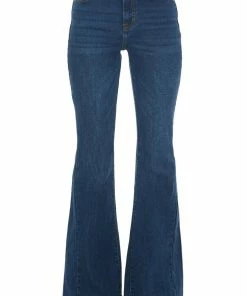 Cello Jeans Dark Wash High Rise Raw Hem Flare Jeans