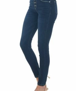 KanCan Bottoms Dark Wash High Rise Skinny Fit Button Up Jeans