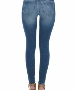 KanCan Bottoms Dark Wash High Rise Super Skinny Jeans With Distress Detail