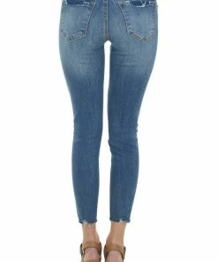 Special A Dark Wash Mid Rise Raw Hem Distressed Jeans Bottoms